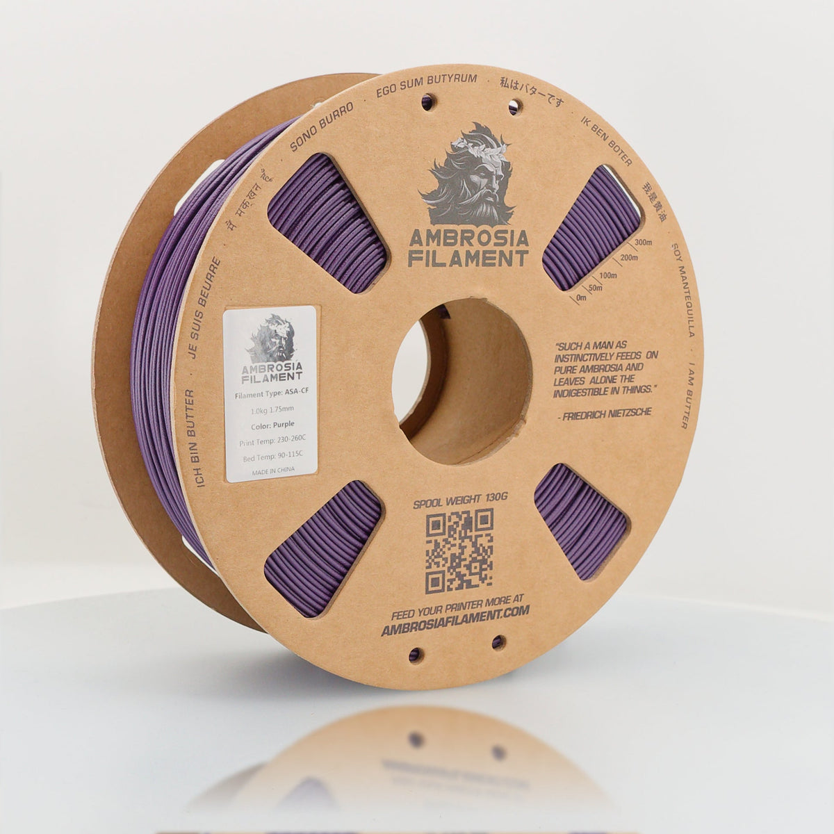AMBROSIA ASA - CF Filament of the Gods - 1KG Bambu AMS Friendly Cardboard Spools Premium 3D Printing Filament - West3D 3D Printing Supplies - AMBROSIA FILAMENT