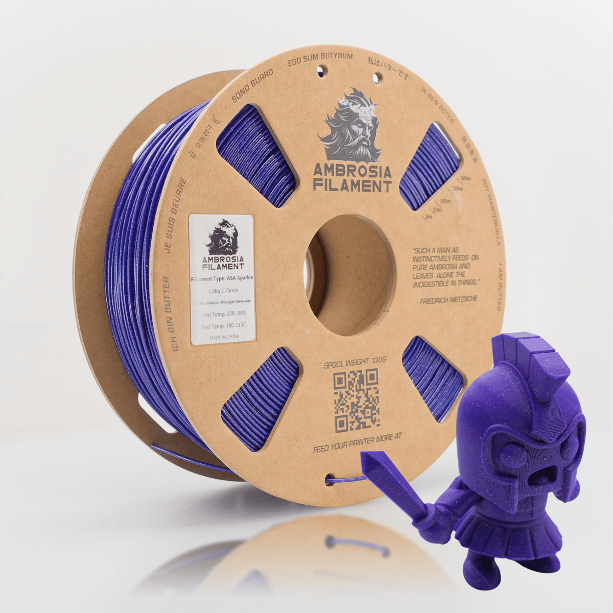 AMBROSIA Galactic (Sparkle) PLA Filament of the Gods - 1KG Bambu AMS Friendly Cardboard Spools Premium 3D Printing Filament - West3D 3D Printing Supplies - AMBROSIA FILAMENT