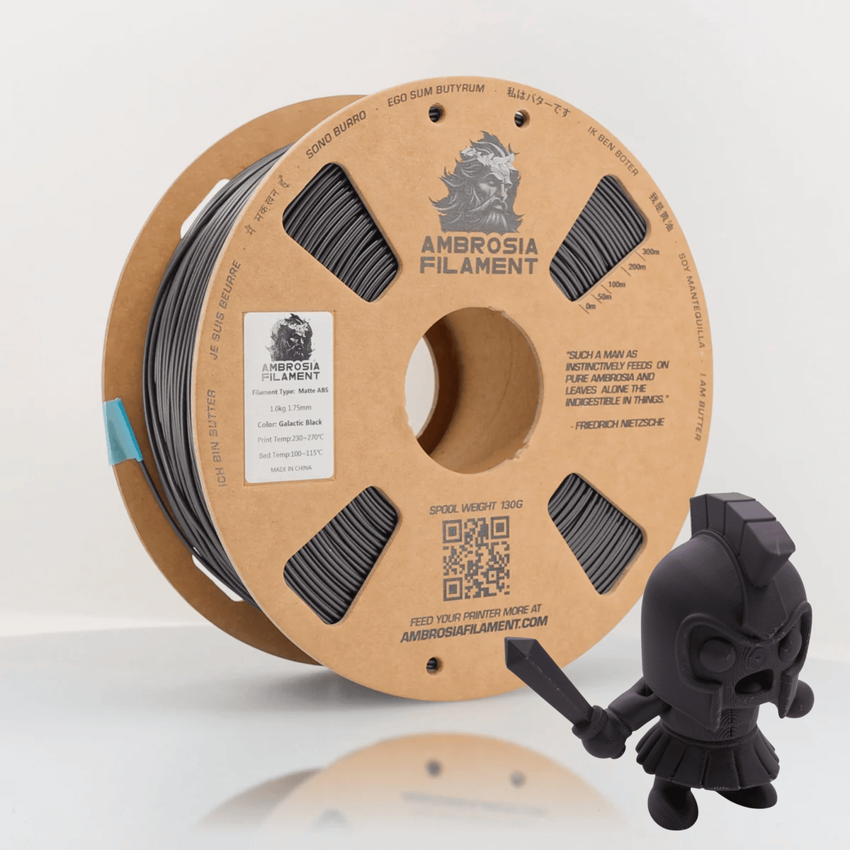 AMBROSIA ABS Matte Filament of the Gods - 1KG Bambu AMS Friendly Cardboard Spools Premium 3D Printing Filament - West3D 3D Printing Supplies - AMBROSIA FILAMENT
