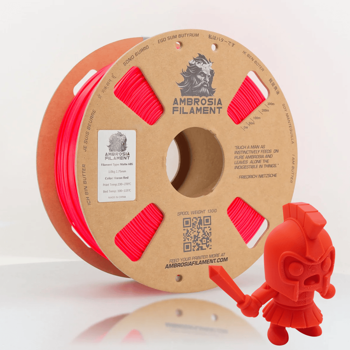 AMBROSIA ABS Matte Filament of the Gods - 1KG Bambu AMS Friendly Cardboard Spools Premium 3D Printing Filament - West3D 3D Printing Supplies - AMBROSIA FILAMENT