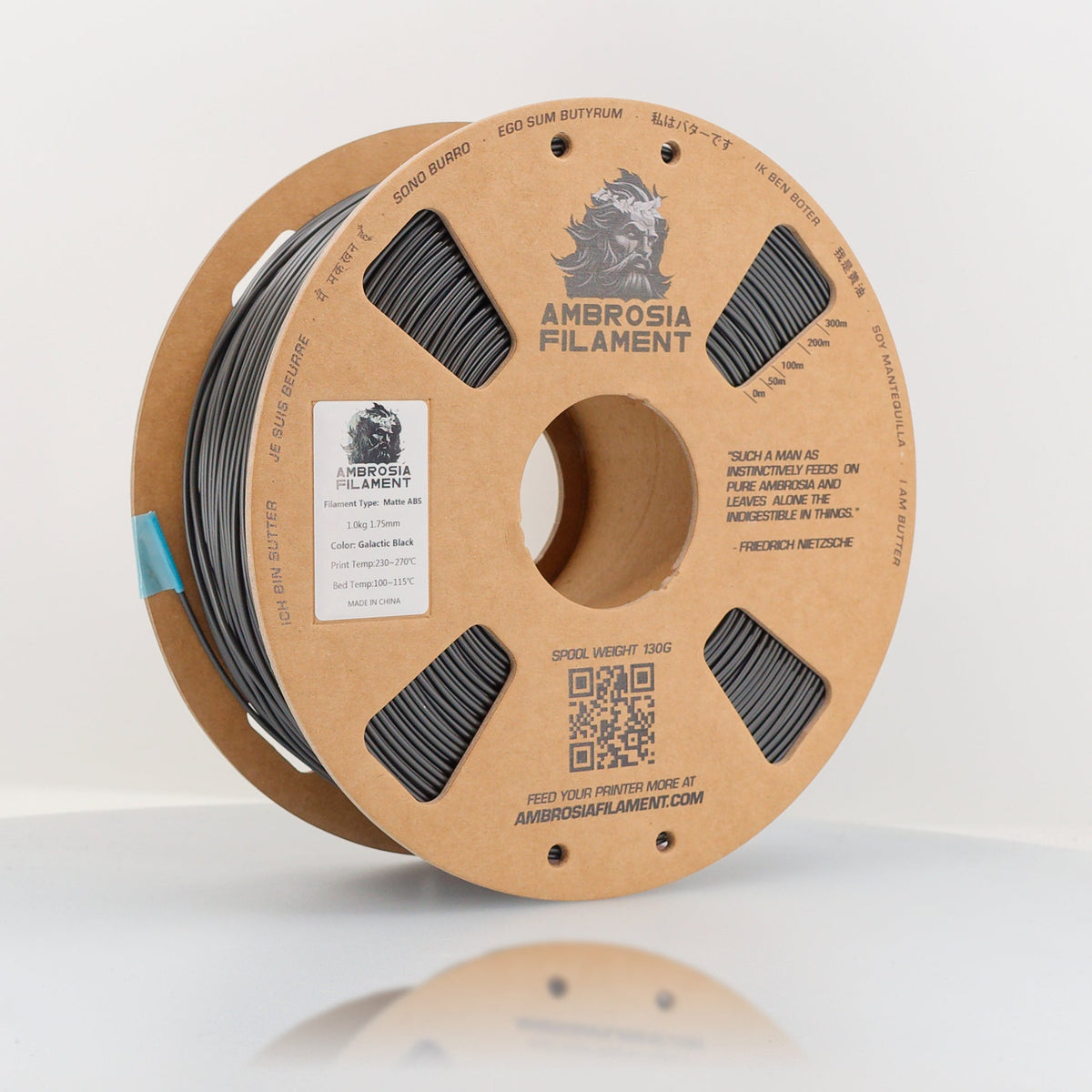 AMBROSIA ABS Matte Filament of the Gods - 1KG Bambu AMS Friendly Cardboard Spools Premium 3D Printing Filament - West3D 3D Printing Supplies - AMBROSIA FILAMENT