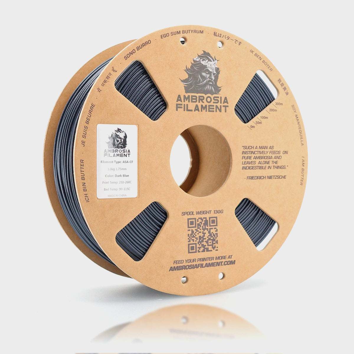 AMBROSIA ASA - CF Filament of the Gods - 1KG Bambu AMS Friendly Cardboard Spools Premium 3D Printing Filament - West3D 3D Printing Supplies - AMBROSIA FILAMENT