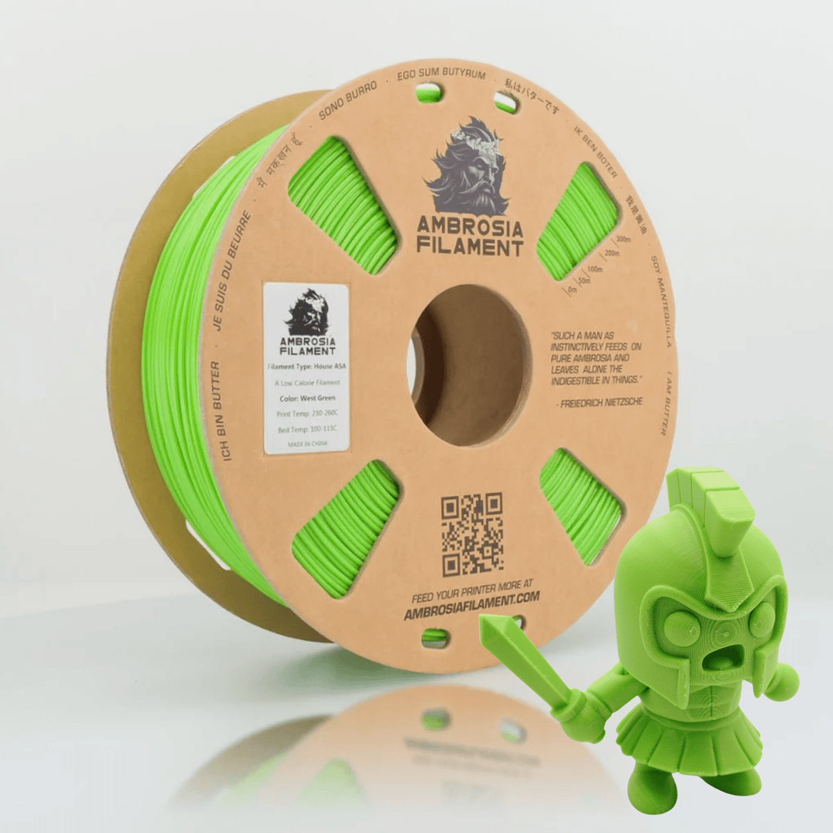 AMBROSIA ASA Filament of the Gods - 1KG Bambu AMS Friendly Cardboard Spools Premium 3D Printing Filament House ASA - West3D 3D Printing Supplies - AMBROSIA FILAMENT
