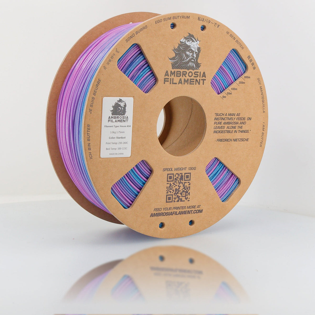 AMBROSIA ASA Galactic Filament of the Gods (Glitter / Sparkle) - 1KG Bambu AMS Friendly Cardboard Spools Premium 3D Printing Filament - West3D 3D Printing Supplies - AMBROSIA FILAMENT