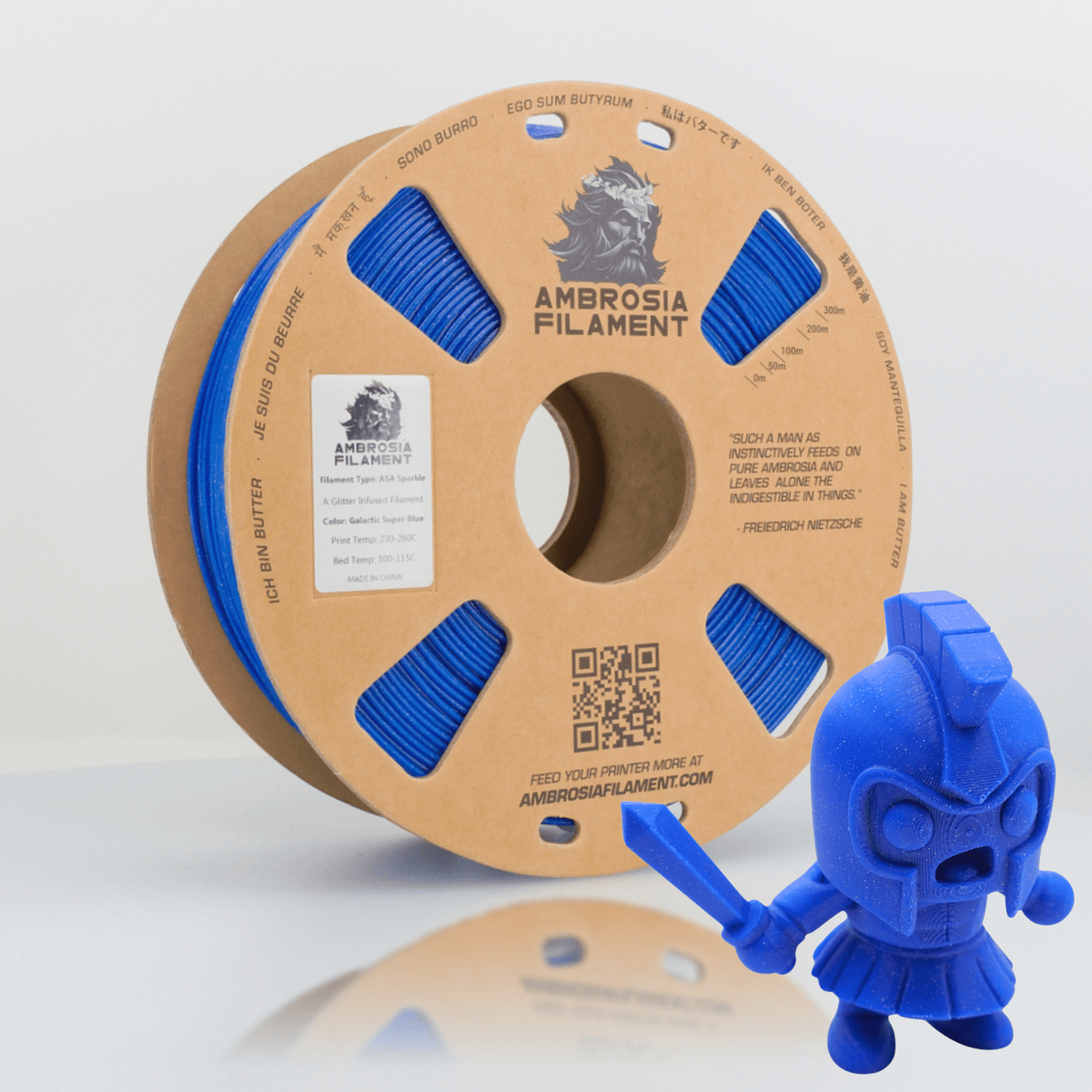 AMBROSIA ASA Galactic Filament of the Gods (Glitter / Sparkle) - 1KG Bambu AMS Friendly Cardboard Spools Premium 3D Printing Filament - West3D 3D Printing Supplies - AMBROSIA FILAMENT