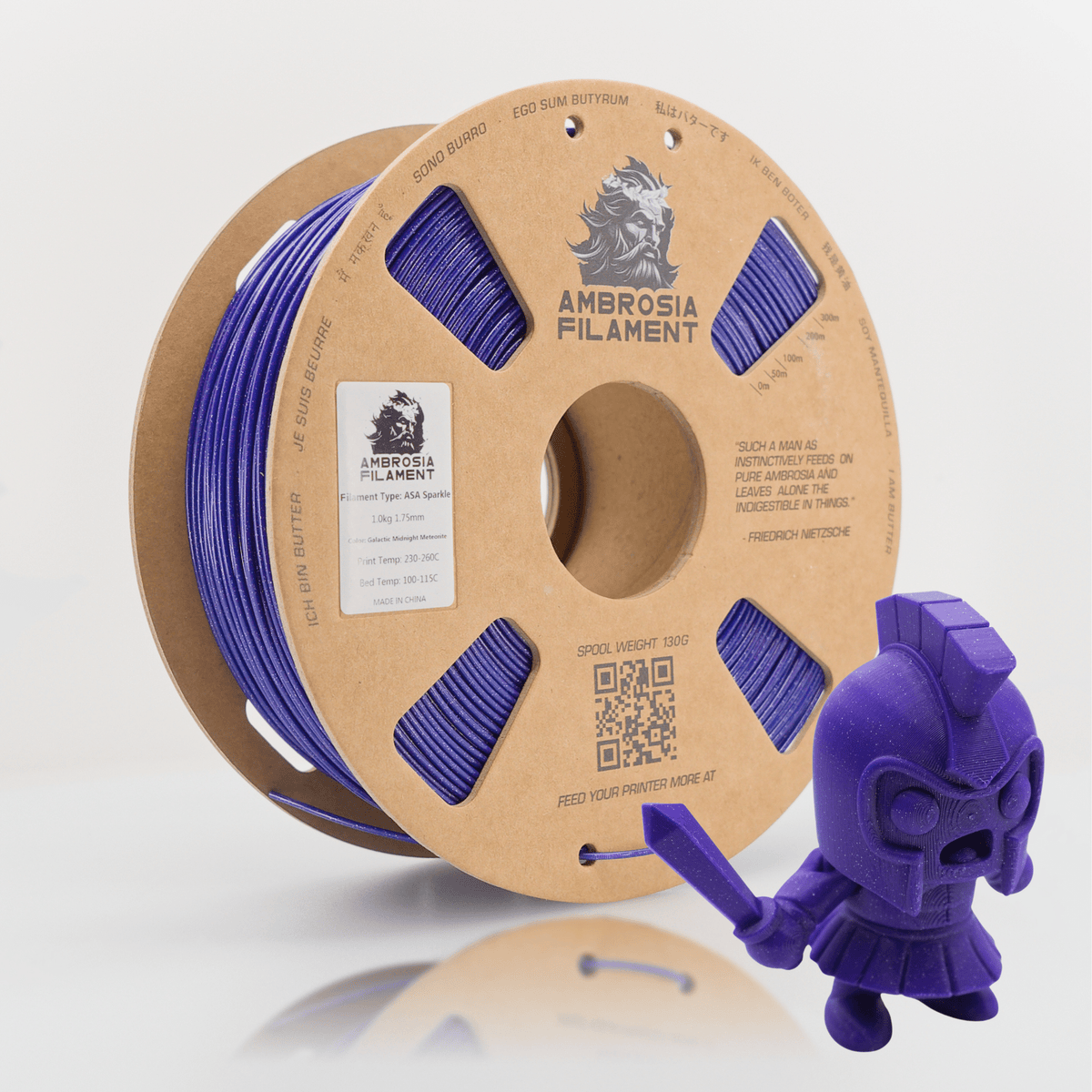 AMBROSIA ASA Galactic Filament of the Gods (Glitter / Sparkle) - 1KG Bambu AMS Friendly Cardboard Spools Premium 3D Printing Filament - West3D 3D Printing Supplies - AMBROSIA FILAMENT
