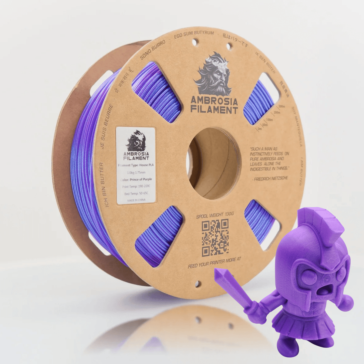 AMBROSIA Dolos Color Shifting PLA Filament of the Gods - 1KG Bambu AMS Friendly Cardboard Spools Premium 3D Printing Filament - West3D 3D Printing Supplies - AMBROSIA FILAMENT