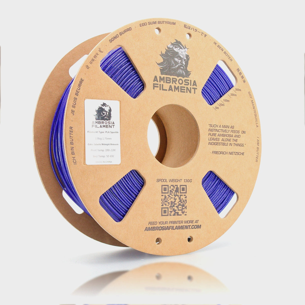 AMBROSIA Galactic (Sparkle) PLA Filament of the Gods - 1KG Bambu AMS Friendly Cardboard Spools Premium 3D Printing Filament - West3D 3D Printing Supplies - AMBROSIA FILAMENT