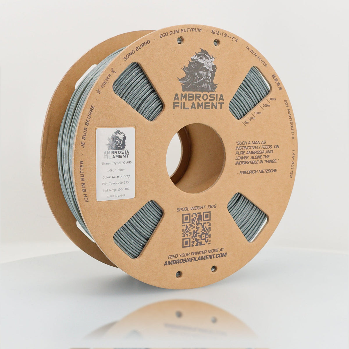 AMBROSIA PC - ABS Filament of the Gods - 1KG Bambu AMS Friendly Cardboard Spools Premium 3D Printing Filament House Polycarbonate ABS - West3D 3D Printing Supplies - AMBROSIA FILAMENT