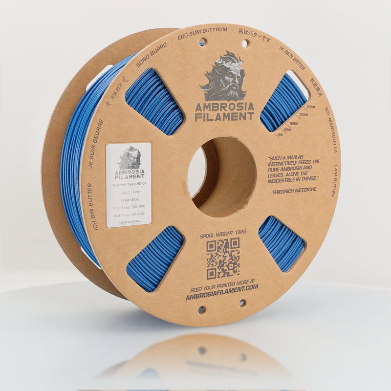 AMBROSIA PC - CF Filament of the Gods - 1KG Bambu AMS Friendly Cardboard Spools Premium 3D Printing Filament House Polycarbonate CF PCCF - West3D 3D Printing Supplies - AMBROSIA FILAMENT