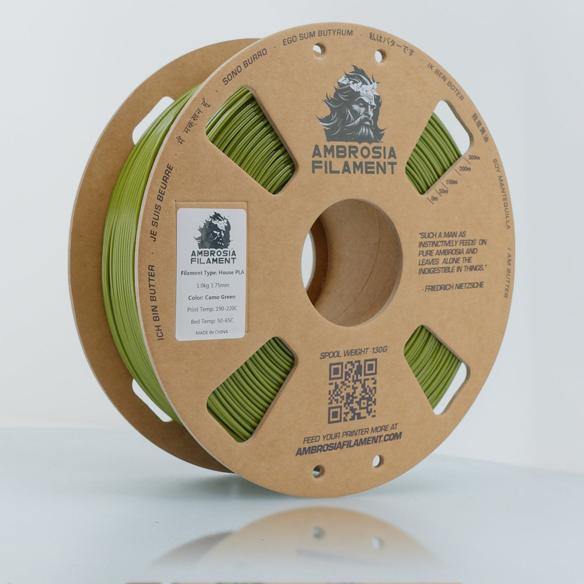 AMBROSIA PLA Filament of the Gods - 1KG Bambu AMS Friendly Cardboard Spools Premium 3D Printing Filament - West3D 3D Printing Supplies - AMBROSIA FILAMENT