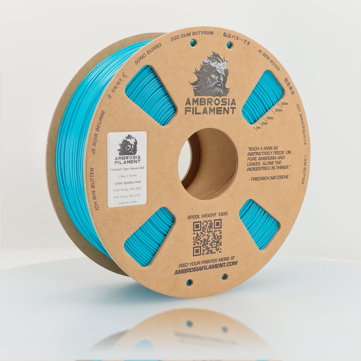 AMBROSIA PLA Filament of the Gods - 1KG Bambu AMS Friendly Cardboard Spools Premium 3D Printing Filament - West3D 3D Printing Supplies - AMBROSIA FILAMENT