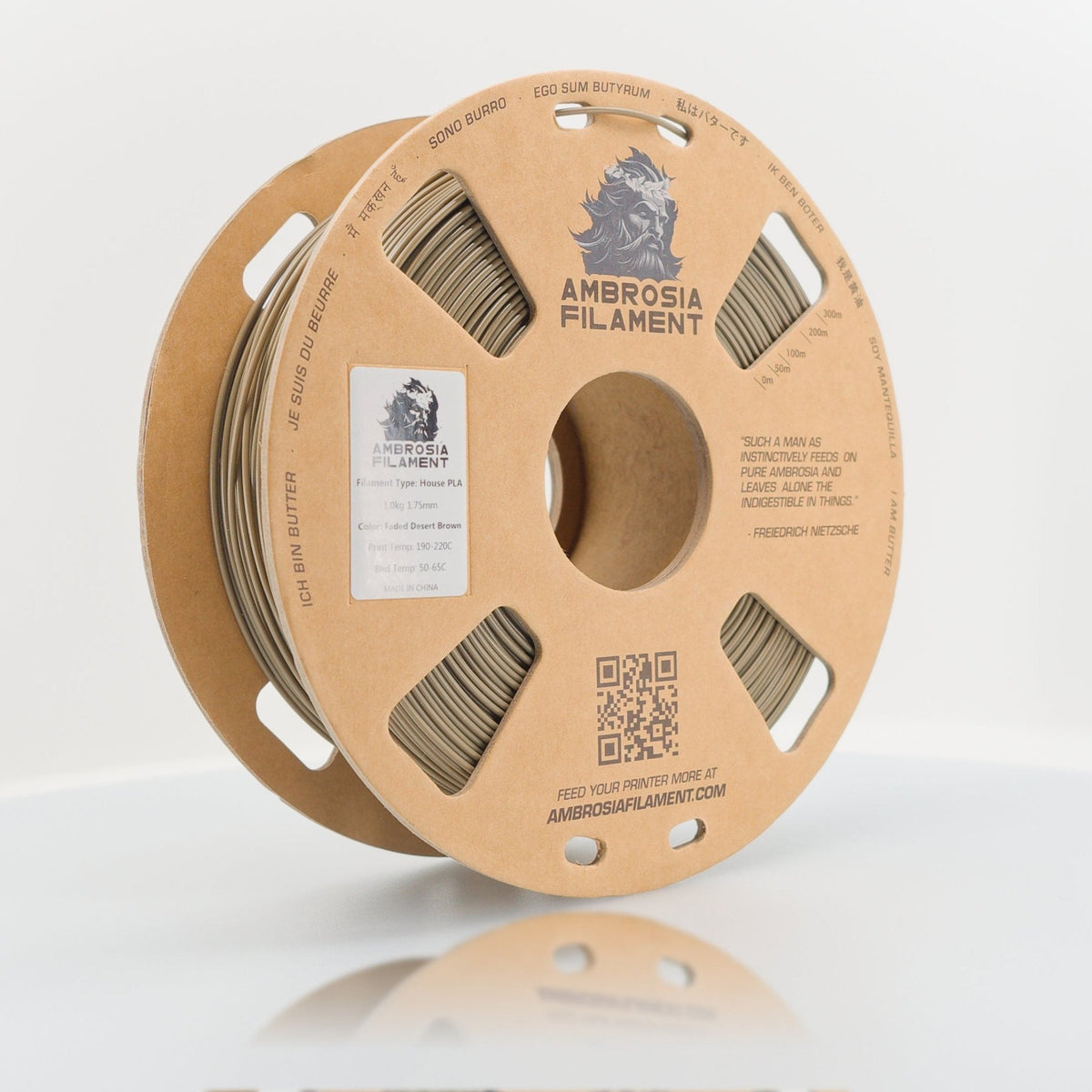 AMBROSIA PLA Filament of the Gods - 1KG Bambu AMS Friendly Cardboard Spools Premium 3D Printing Filament - West3D 3D Printing Supplies - AMBROSIA FILAMENT