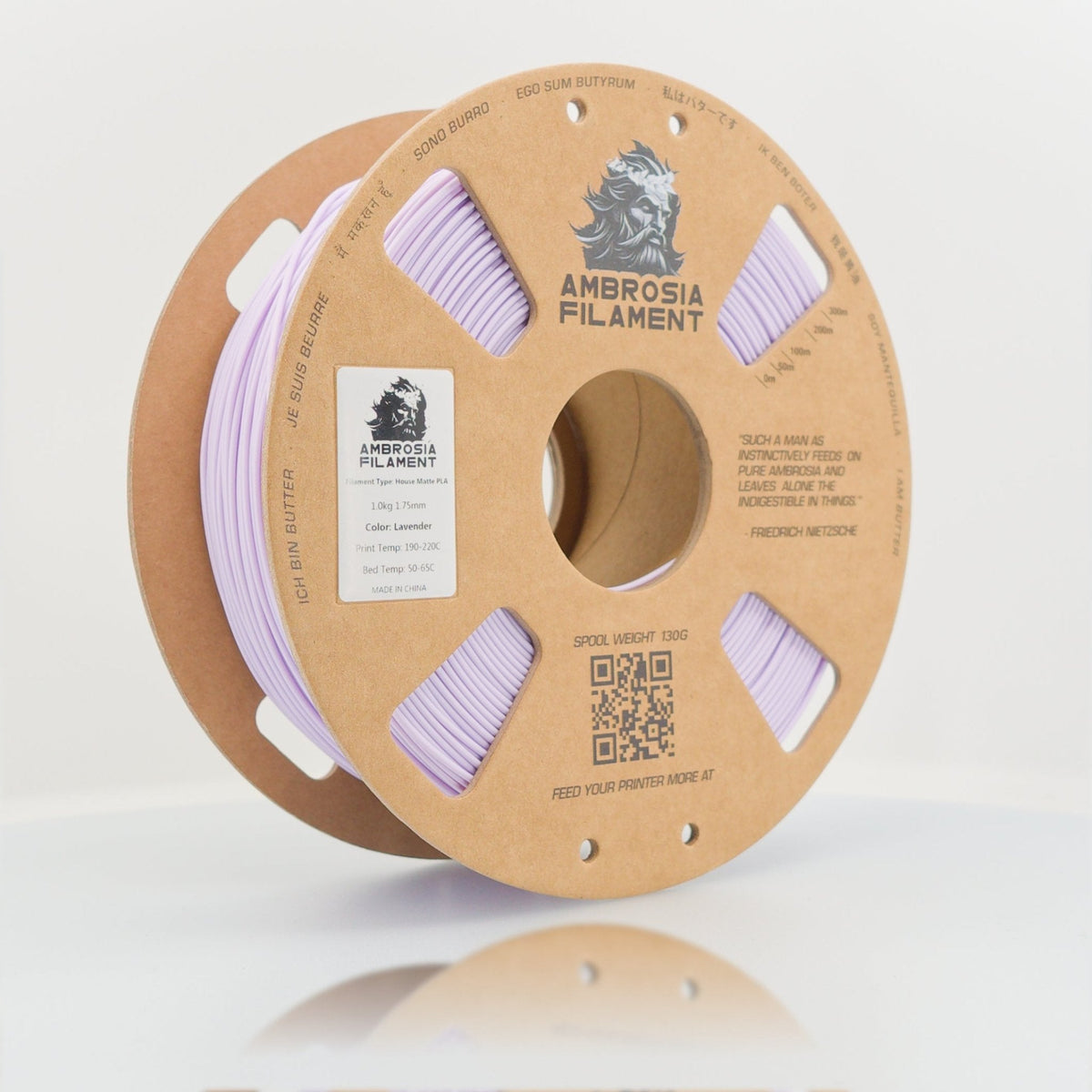 AMBROSIA PLA Filament of the Gods - 1KG Bambu AMS Friendly Cardboard Spools Premium 3D Printing Filament - West3D 3D Printing Supplies - AMBROSIA FILAMENT