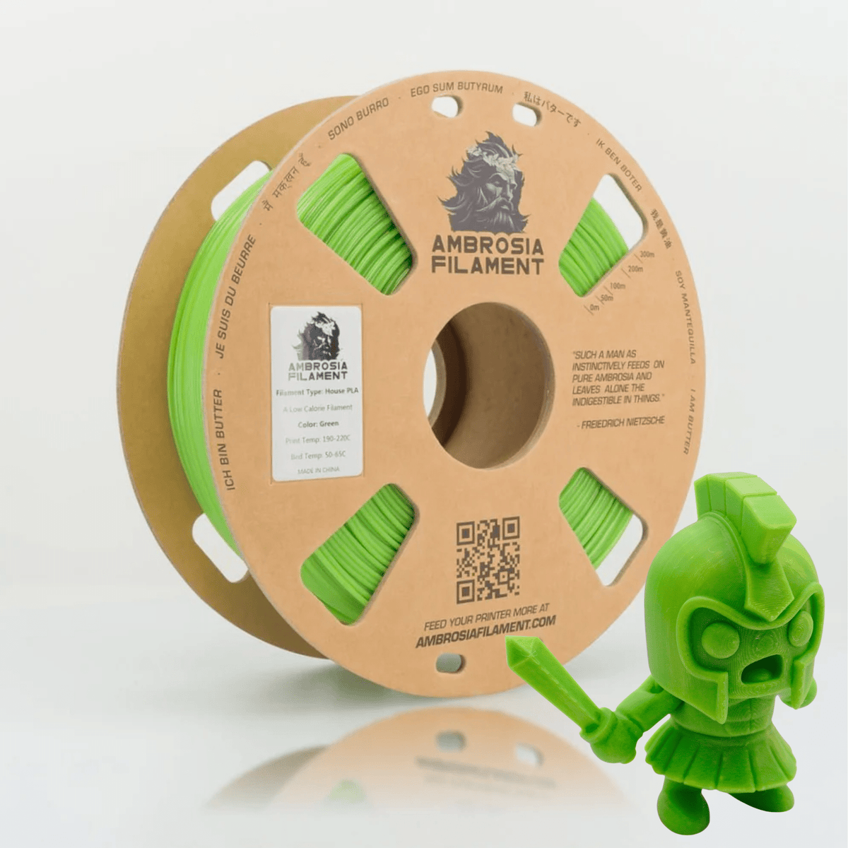 AMBROSIA PLA Filament of the Gods - 1KG Bambu AMS Friendly Cardboard Spools Premium 3D Printing Filament - West3D 3D Printing Supplies - AMBROSIA FILAMENT