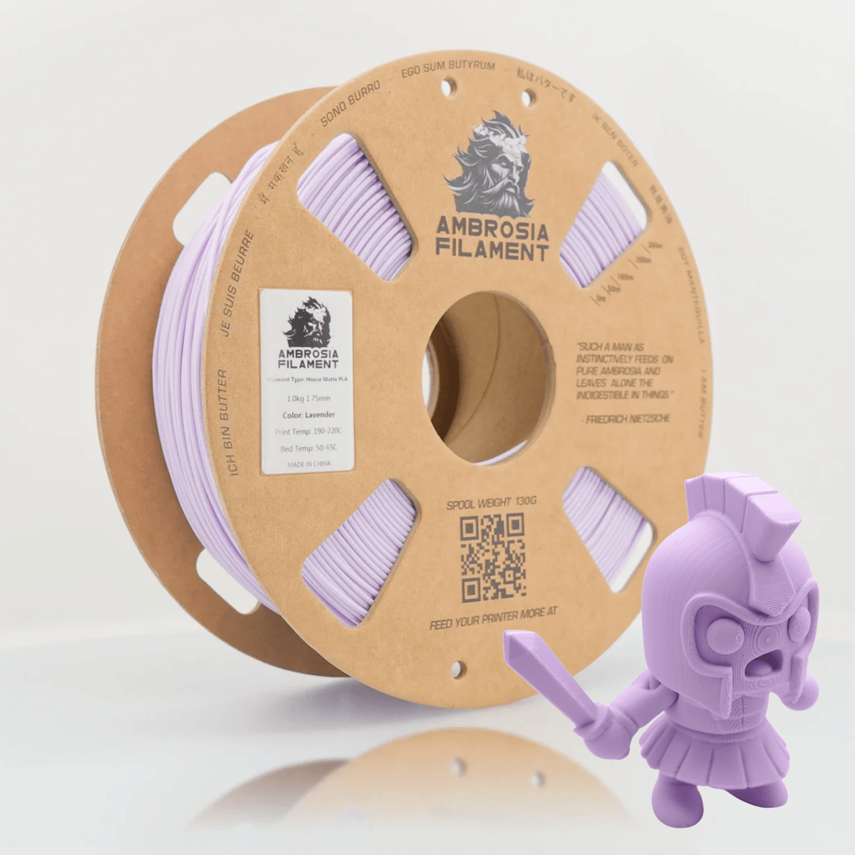 AMBROSIA PLA Filament of the Gods - 1KG Bambu AMS Friendly Cardboard Spools Premium 3D Printing Filament - West3D 3D Printing Supplies - AMBROSIA FILAMENT