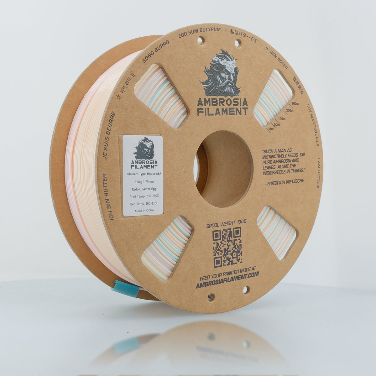 AMBROSIA PLA Filament of the Gods - 1KG Bambu AMS Friendly Cardboard Spools Premium 3D Printing Filament - West3D 3D Printing Supplies - AMBROSIA FILAMENT