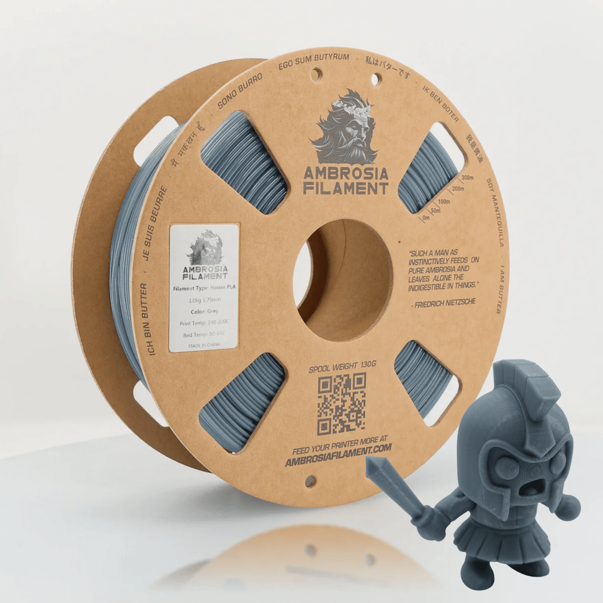 AMBROSIA PLA Filament of the Gods - 1KG Bambu AMS Friendly Cardboard Spools Premium 3D Printing Filament - West3D 3D Printing Supplies - AMBROSIA FILAMENT
