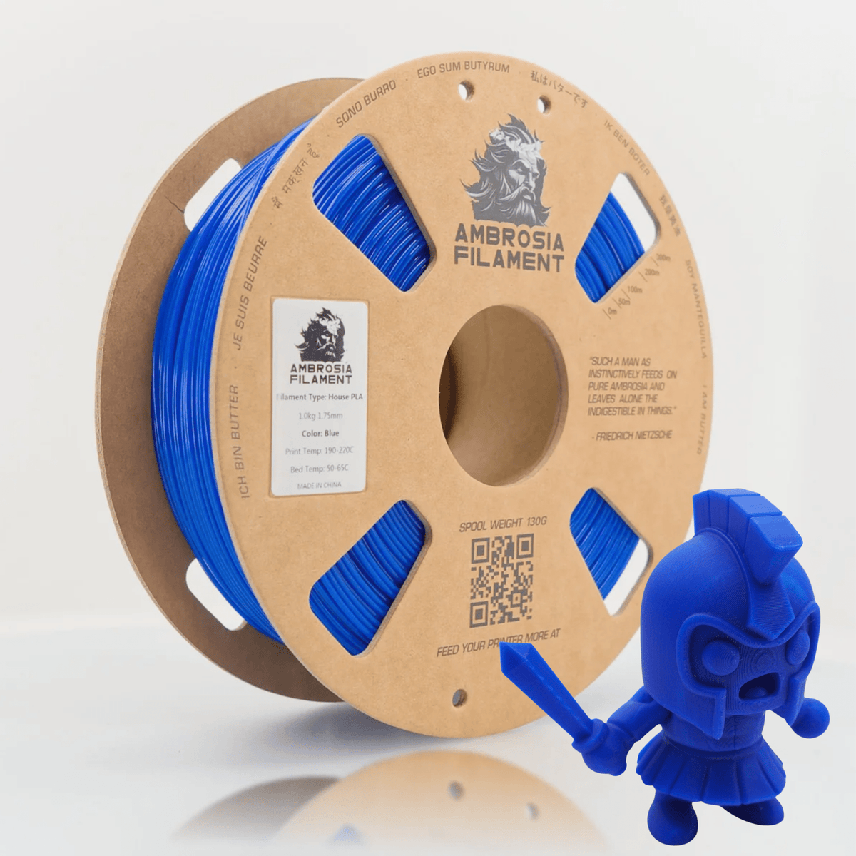AMBROSIA PLA Filament of the Gods - 1KG Bambu AMS Friendly Cardboard Spools Premium 3D Printing Filament - West3D 3D Printing Supplies - AMBROSIA FILAMENT