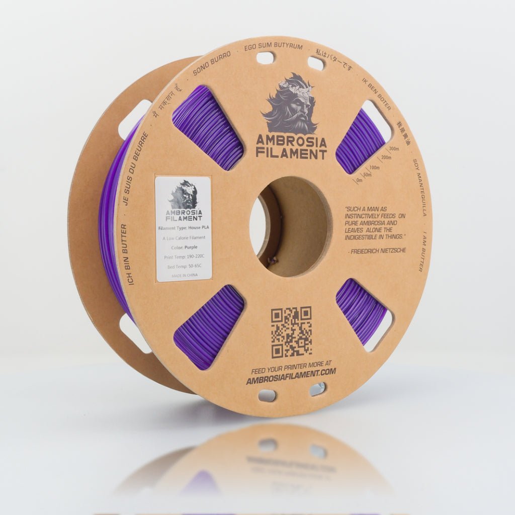 AMBROSIA PLA Filament of the Gods - 1KG Bambu AMS Friendly Cardboard Spools Premium 3D Printing Filament - West3D Printing - AMBROSIA FILAMENT